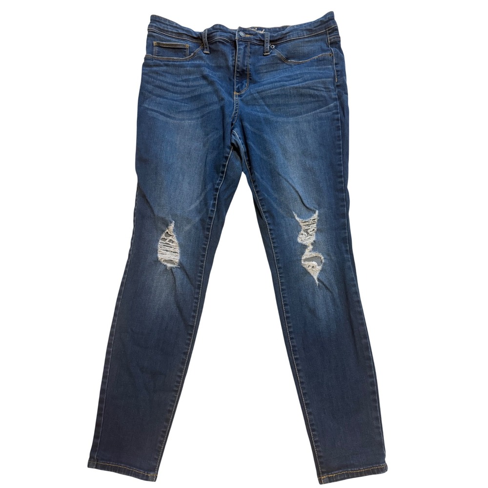Universal Thread Skinny Jeans Womens 16/33R Blue Excellent Distressed Mid Rise
